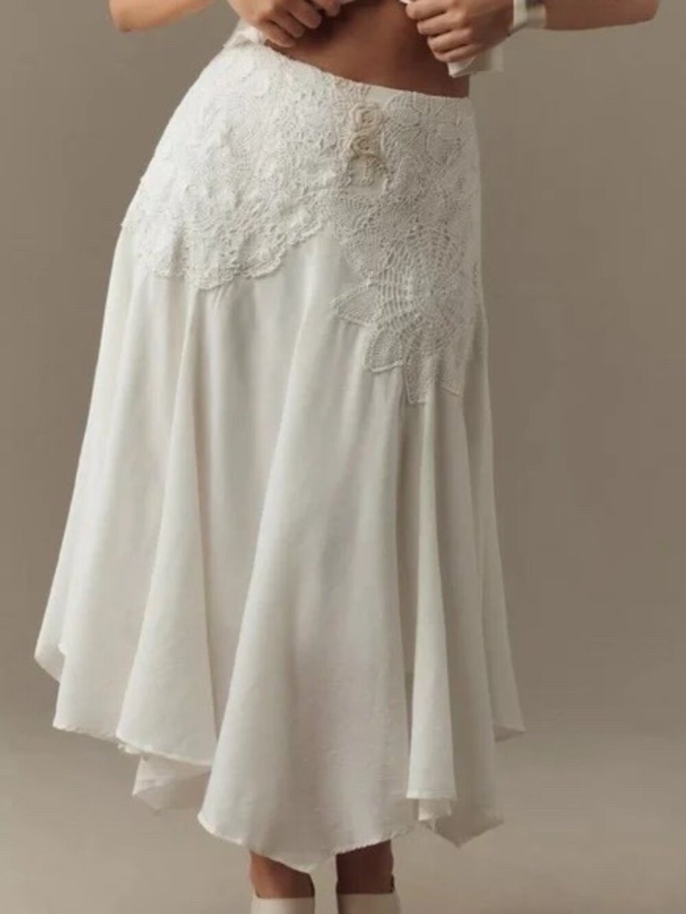 NWT 6P Anthropologie Crafted Crochet Skirt Lace Applique Lined - Picture 2 of 16